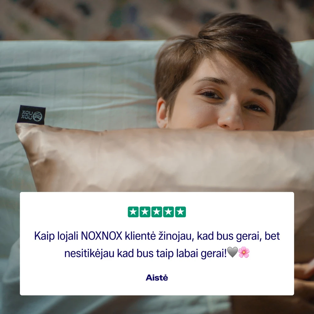 Šilkinis pagalvės užvalkalas NOXNOX® – 100% Mulberry šilkas, Juodas (19 momų)