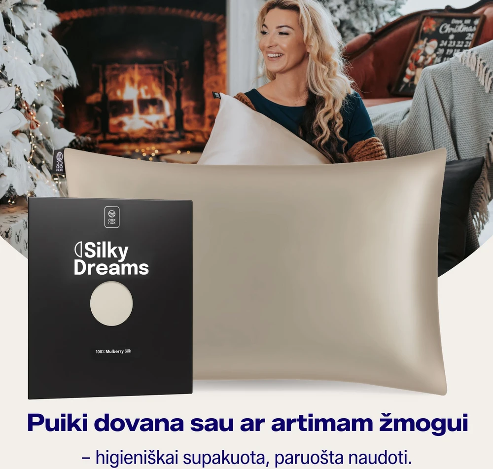Šilkinis pagalvės užvalkalas NOXNOX® – 100% Mulberry šilkas, Juodas (19 momų)