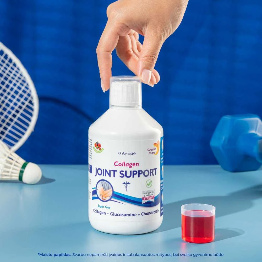 Swedish Nutra Skystas jūrinis kolagenas Joint Support 5000 mg – geriamas kolageno papildas su augalų mišiniu 500 ml