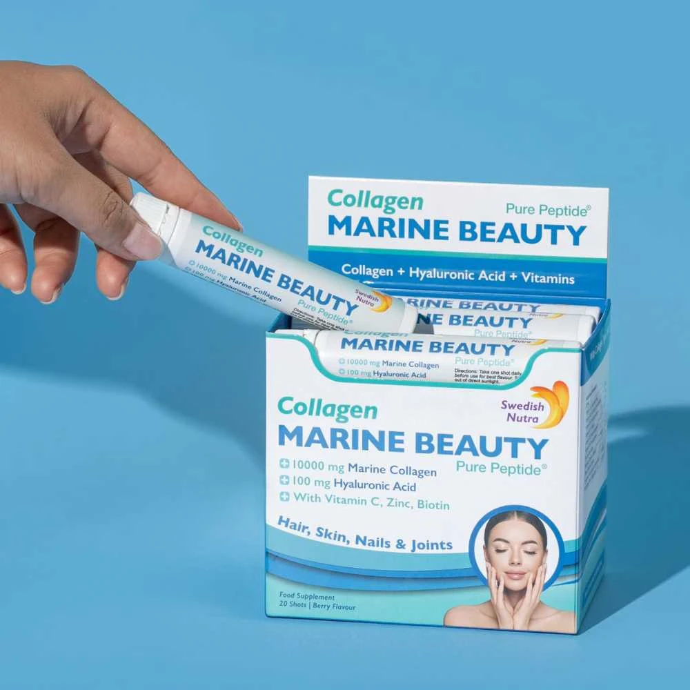 Swedish Nutra skystas jūrinis kolagenas Marine Beauty Shots 10 000 mg
