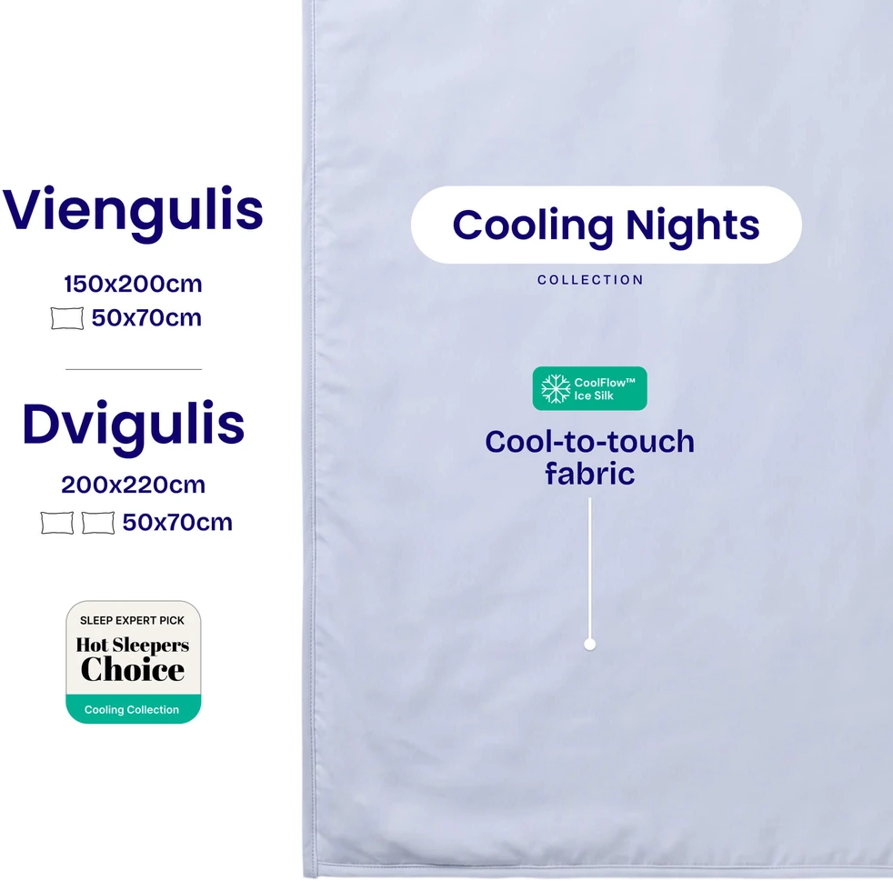 Vėsinantis patalynės komplektas NOXNOX® Cooling Nights, 200x220 cm + 2 užvalkalai