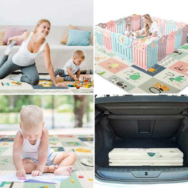 Ecotoys Lavinantis porolono kilimėlis, dvipusis, sulankstomas didelis krepšys