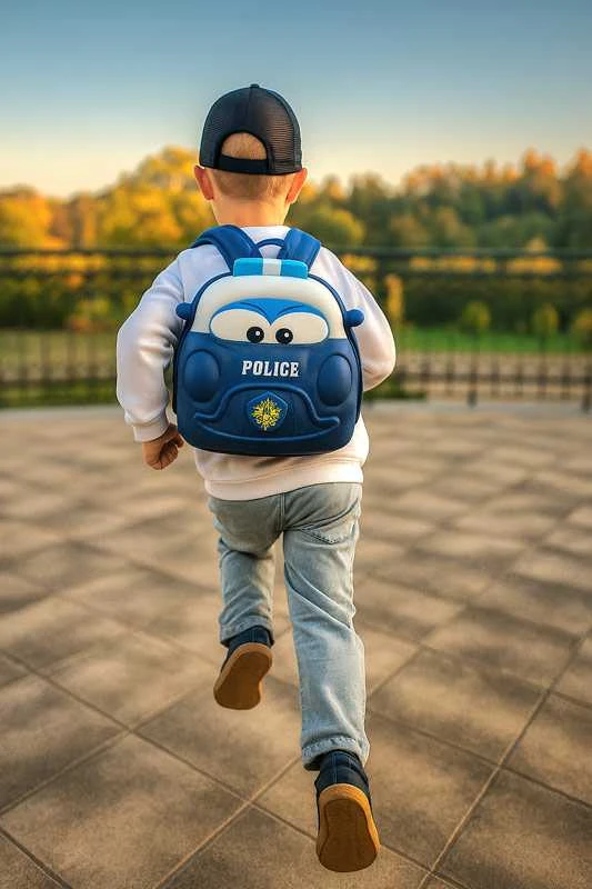 Vaiškika kuprinė policijos mašina