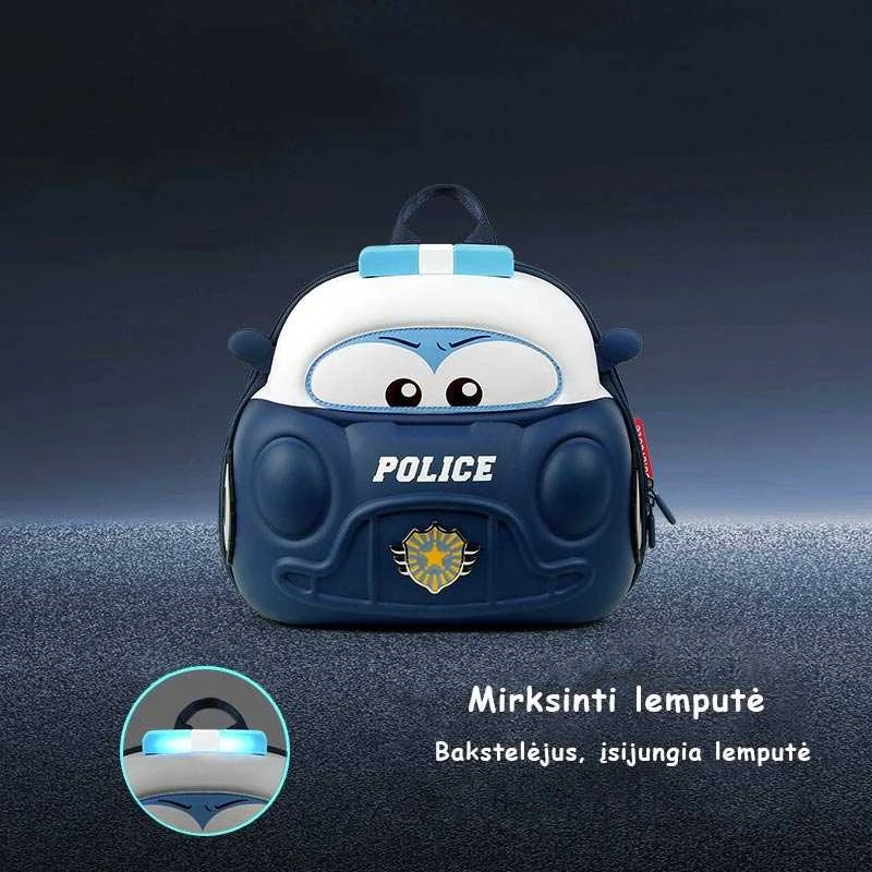 Vaiškika kuprinė policijos mašina