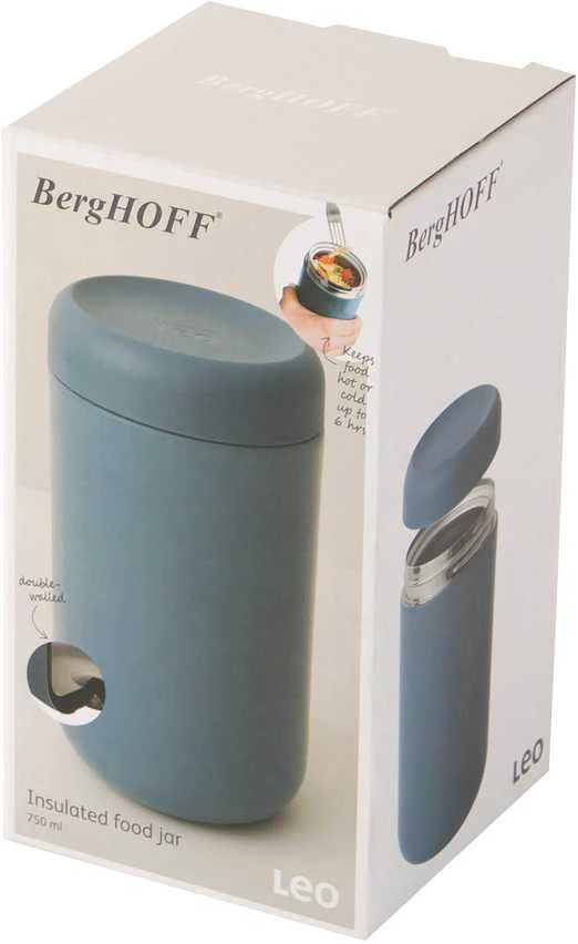 BergHOFF 0,75 l termodėžutė - sandarus nerūdijančio plieno indas pietums, sriuboms ar salotoms, tinkamas plauti indaplovėje