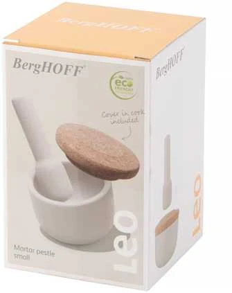 BergHOFF 11 cm grūstuvas su dangteliu - natūralus malimo įrankis su kamštiniu dangteliu aromatų ir skonių išlaikymui