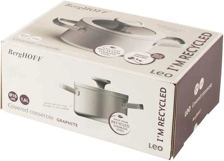 BergHOFF 16 cm troškintuvas su dangčiu - Graphite serija nerūdijantis plienas su tolygiu šilumos paskirstymu