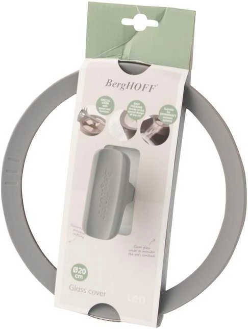 BergHOFF 20 cm stiklinis dangtis - Balance Moonmist su silikoniniu kraštu, garų anga ir šaukšto laikikliu