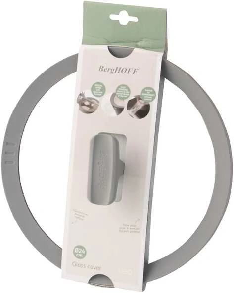 BergHOFF 24 cm stiklinis dangtis - Balance Moonmist su nupylimo anga, tylaus uždarymo kraštu ir šaukšto laikikliu