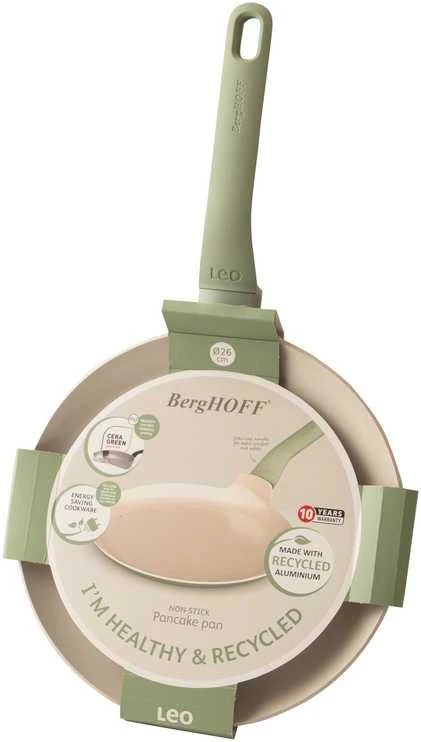 BergHOFF 26 cm blyninė - Balance Sage ekologiška aliuminio keptuvė su sveika nepridegančia danga