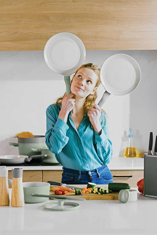BergHOFF 26 cm blyninė - Balance Sage ekologiška aliuminio keptuvė su sveika nepridegančia danga