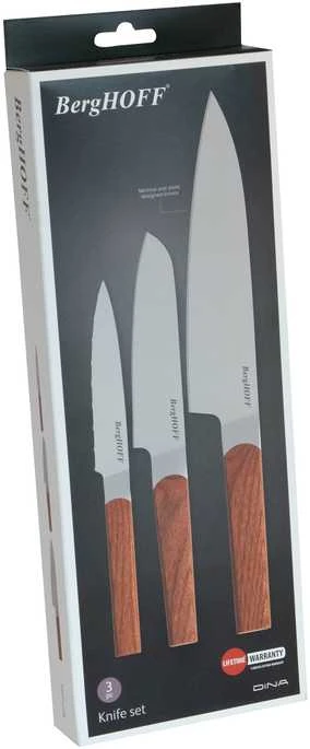 BergHOFF 3 dalių peilių rinkinys - Ion serija su medinėmis rankenomis preciziškam pjaustymui