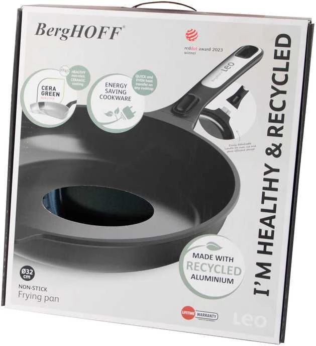 BergHOFF 32 cm keptuvė - Phantom serija su sveika CeraGreen danga ir nuimama rankena