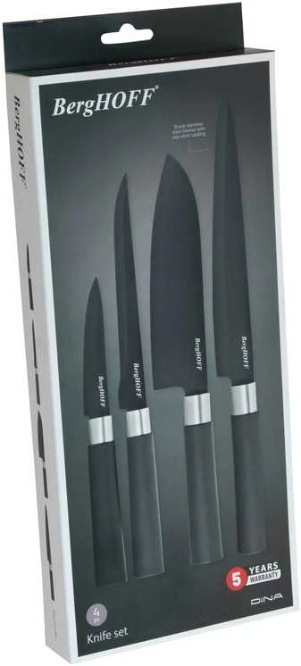 BergHOFF 4 dalių peilių rinkinys - Prime serija su keraminės dangos ašmenimis ir neslystančiomis rankenomis patogiam paruošimui