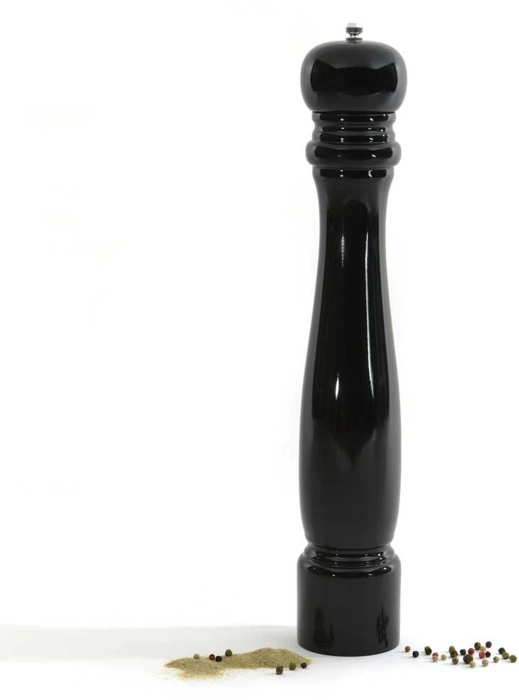 BergHOFF 42 cm pipirų malūnėlis - blizgus juodas medinis korpusas su reguliuojamu keraminiu malūnėliu