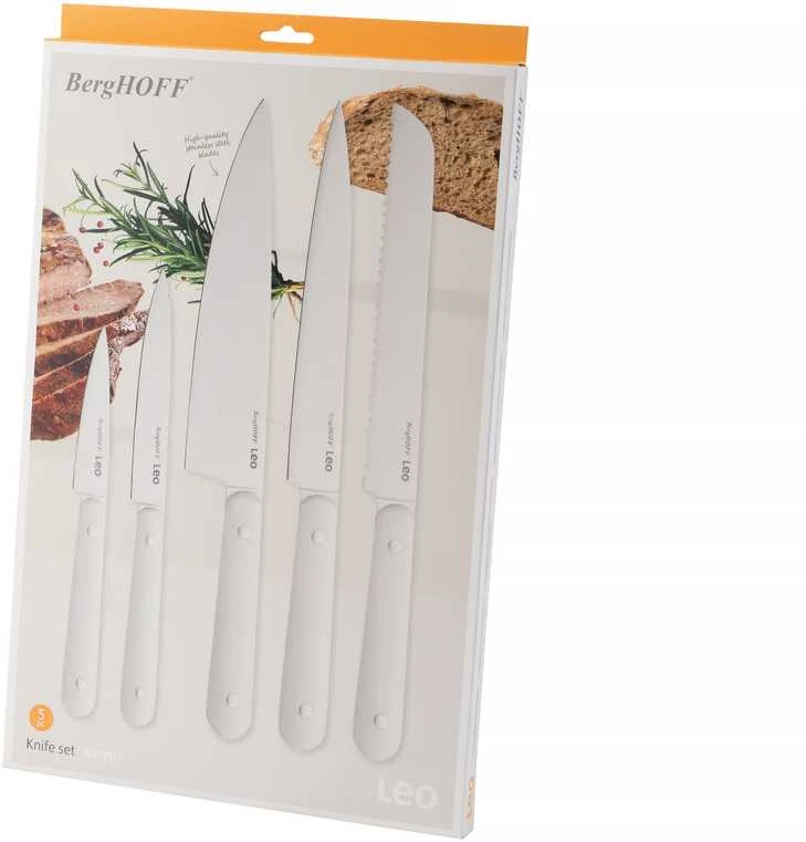 BergHOFF 5 dalių peilių rinkinys - Glints Spirit universalus rinkinys su duonos, pjaustymo ir šefo peiliu