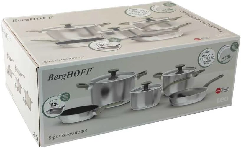 BergHOFF 6 dalių puodų rinkinys - Uqonic Downdraft serija su ryškiomis rankenomis ir stikliniais dangčiais