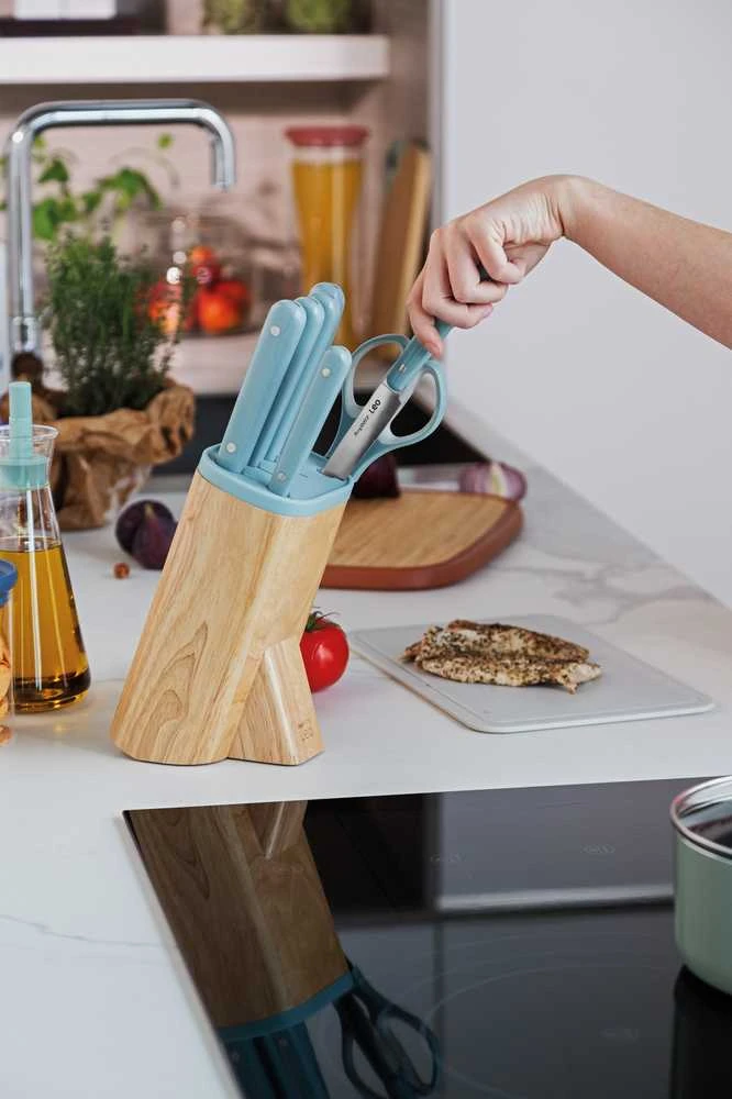 BergHOFF 7 dalių peilių blokas - Glints Slate serija su magnetiniu peilių bloku ir minkštomis rankenomis
