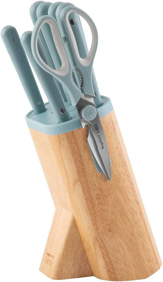 BergHOFF 7 dalių peilių blokas - Glints Slate serija su magnetiniu peilių bloku ir minkštomis rankenomis
