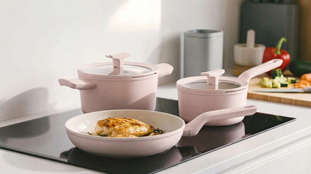 Berghoff Balance nepridegančių aliuminio indų rinkinys Rose, 5 vnt.