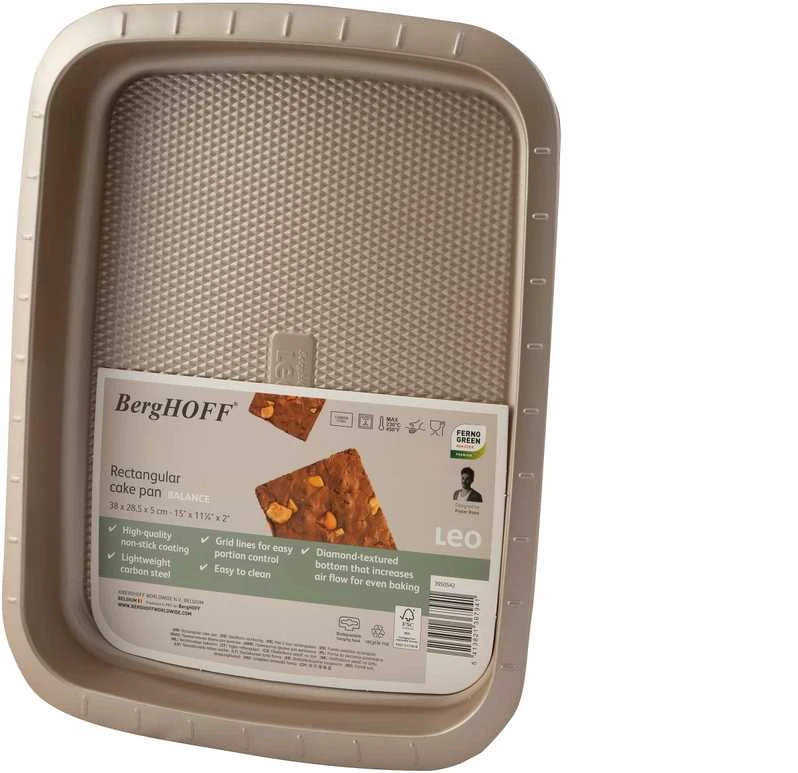 BergHOFF stačiakampė kepimo forma 34x25,5 cm - Balance serija su nepridegančia danga ir padalijimo linijomis