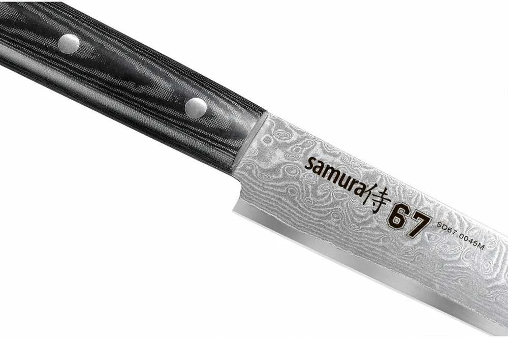 Samura DAMASCUS 67 universalus virtuvės pjaustymo peilis 7,7"/195 mm iš AUS 10 Damasko plieno 61 HRC (67 sluoksniai)