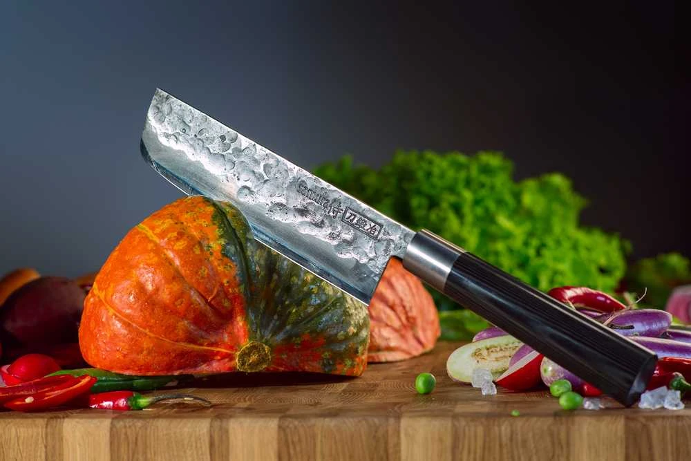 Samura BLACKSMITH universalus virtuvinis peilis Nakiri 6,6"/168mm iš AUS 10 Kaltas plienas 58 HRC
