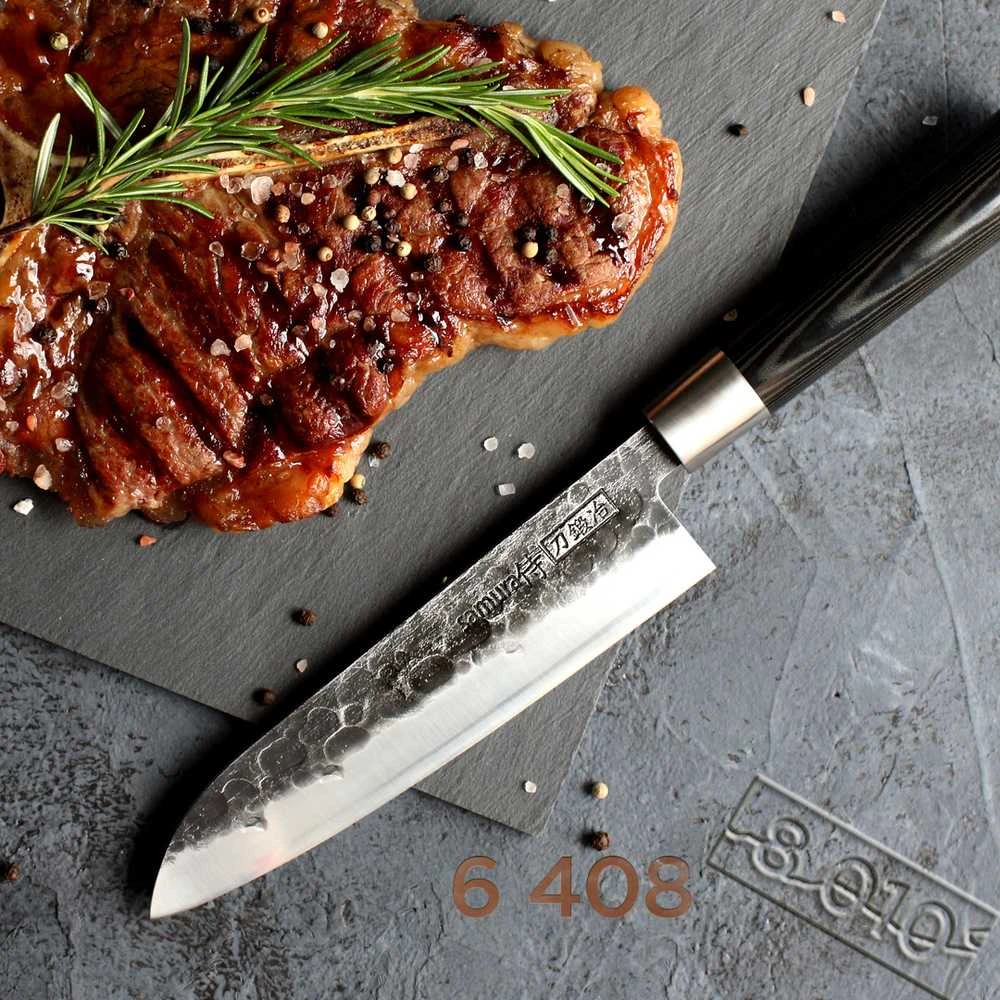 Samura BLACKSMITH universalus virtuvinis peilis Santoku 7,2"/182mm iš AUS 10 Kaltas plienas 58 HRC