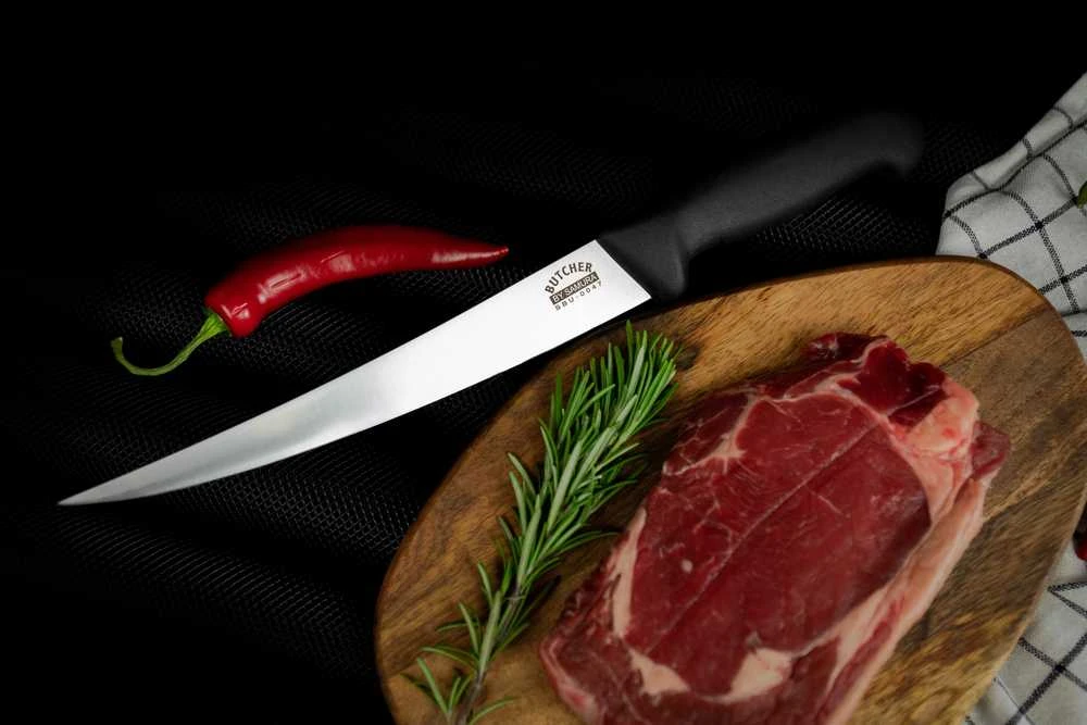 SAMURA BUTCHER virtuvinis pjaustymo peilis 223 mm – profesionalus trumpas sliceris, aštrus ir ilgaamžis