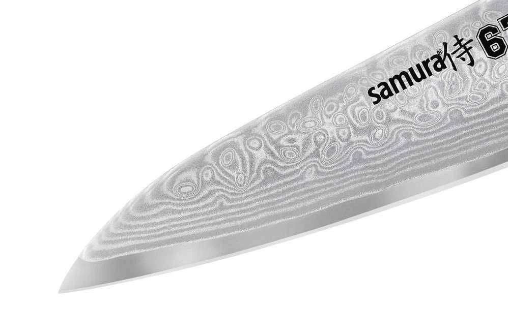 Samura DAMASCUS 67 Universalus virtuvinis peilis 3,9"/98mm iš AUS 10 Damasko plieno 61 HRC (67 sluoksniai)