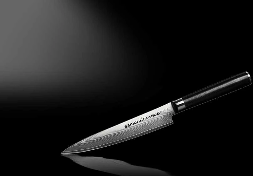 Samura DAMASCUS Universalus virtuvinis peilis 150 mm iš AUS 10 Damasko plieno 61 HRC (67 sluoksniai)