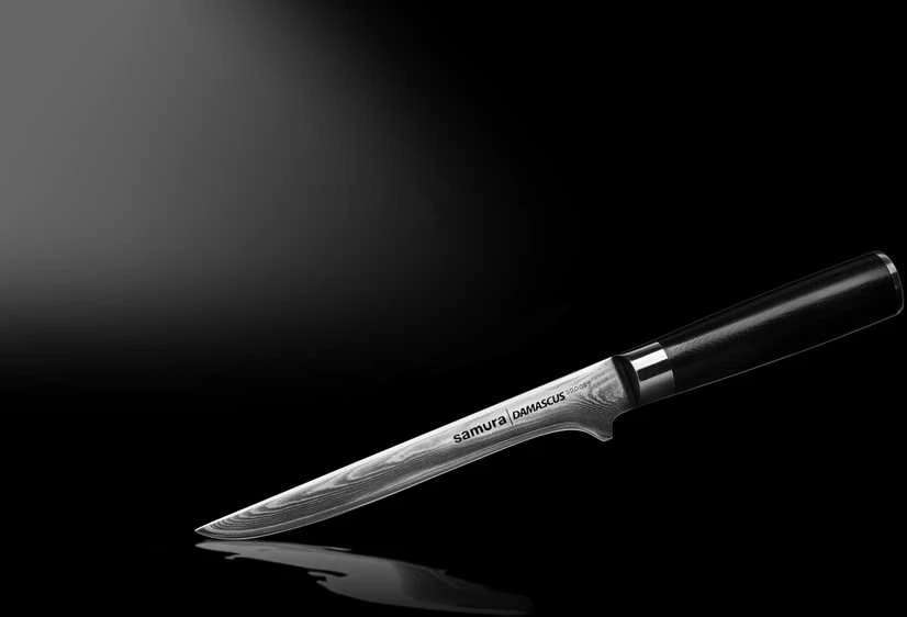 Samura DAMASCUS universalus iškaulinėjimo peilis 150 mm iš AUS 10 Damasko plieno 61 HRC (67 sluoksniai)
