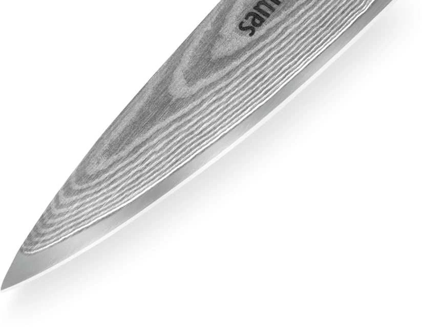 Samura DAMASCUS Universalus virtuvinis peilis 125 mm iš AUS 10 Damasko plieno 61 HRC (67 sluoksniai)