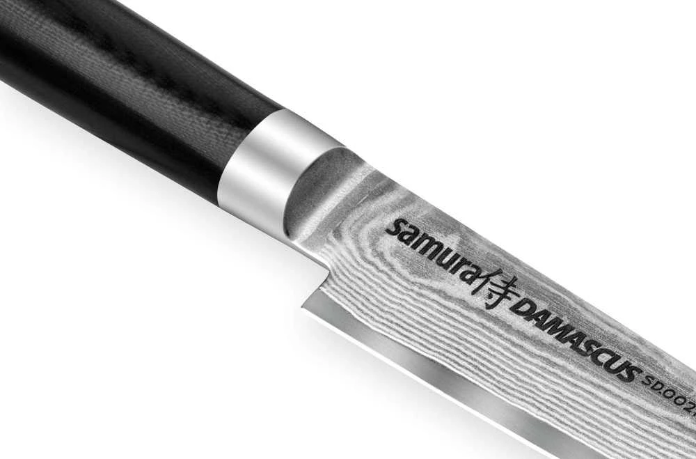Samura DAMASCUS Universalus virtuvinis peilis 125 mm iš AUS 10 Damasko plieno 61 HRC (67 sluoksniai)