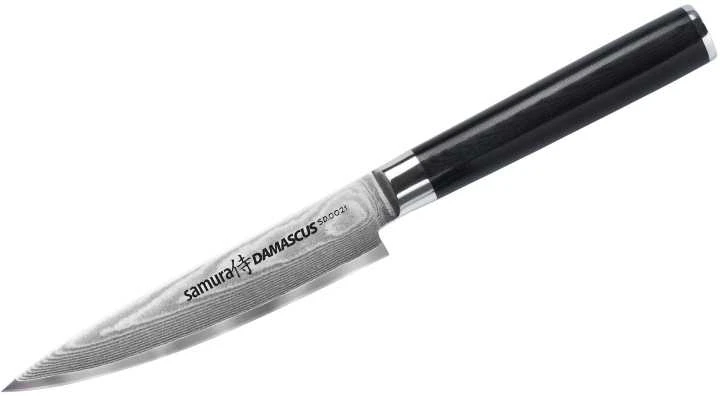 Samura DAMASCUS Universalus virtuvinis peilis 125 mm iš AUS 10 Damasko plieno 61 HRC (67 sluoksniai)
