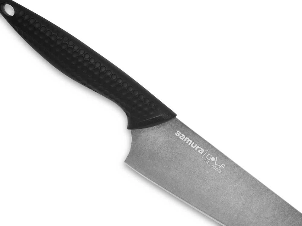 Samura GOLF Stonewash šefo peilis 22,1 cm – AUS-8, ergonominė neslystanti rankena, profesionalus virtuvės peilis