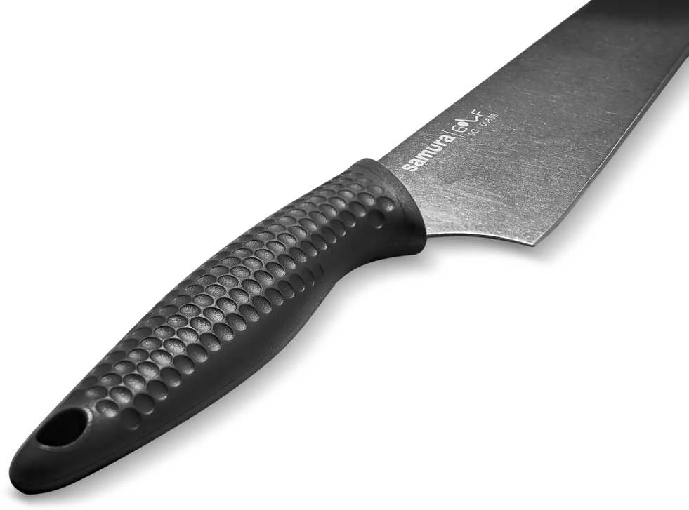 Samura GOLF Stonewash šefo peilis 22,1 cm – AUS-8, ergonominė neslystanti rankena, profesionalus virtuvės peilis
