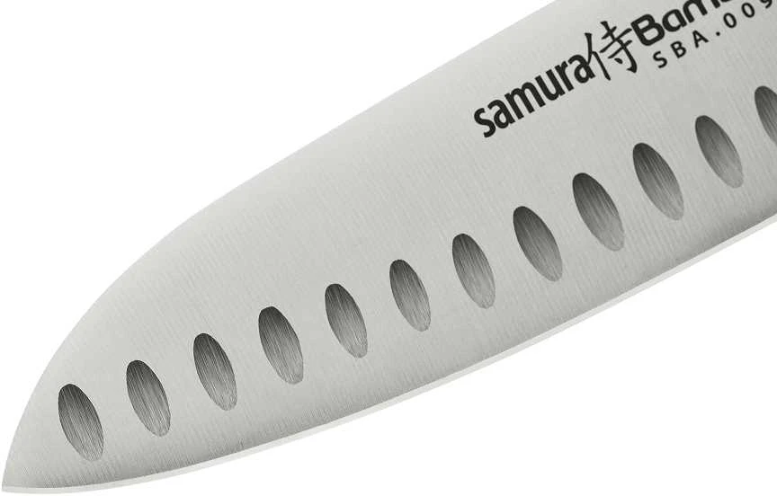Samura BAMBOO Santoku tuščiaviduris šlifavimas 6,3"/160 mm iš AUS 8 japoniško plieno 59 HRC