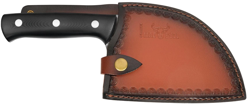 Samura MAD BULL serbiškas šefo peilis 145 mm (5,7") – išgaubtas ašmuo, aukšto anglingumo plienas, juoda rankena, profesionalus virtuvės kapoklis