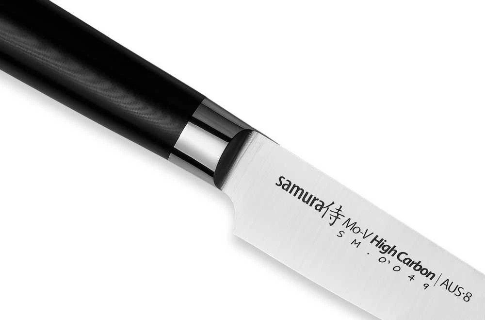 Samura MO-V virtuvės universalus ilgas pjaustymo peilis 251 mm iš AUS 8 japoniško plieno 59 HRC
