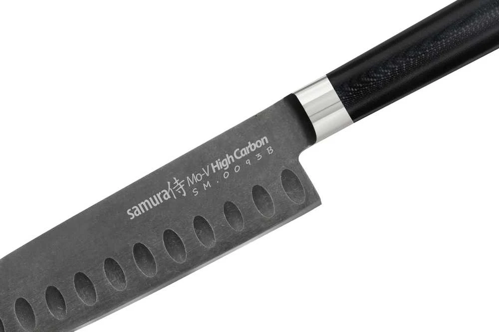 Samura MO-V Stonewash Santoku 5.4''/138mm. 59HRC. iš AUS 8 Japoniškas plienas 59 HRC