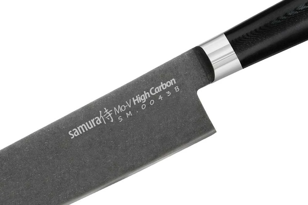 Samura MO-V Stonewash smulkinimo kirvis Nakiri peilis 167mm iš AUS 8 japoniško plieno 59 HRC