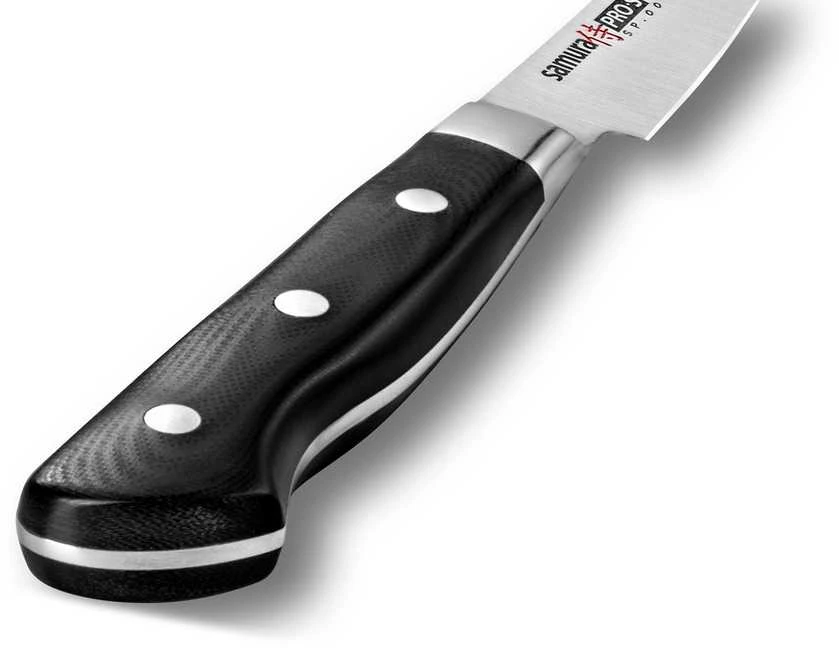 Samura PRO-S 3 peilių rinkinys: Paring peilis 88mm / Utility peilis 145mm / European Chef's peilis 200mm iš AUS 8 Japoniškas plienas 58 HRC DOVANŲ DĖŽELĖJE