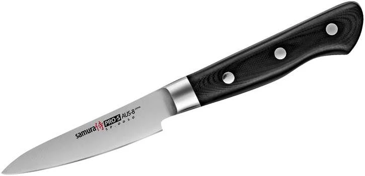 Samura PRO-S 3 peilių rinkinys: Paring peilis 88mm / Utility peilis 145mm / European Chef's peilis 200mm iš AUS 8 Japoniškas plienas 58 HRC DOVANŲ DĖŽELĖJE