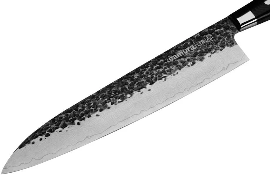 Samura Pro-S Lunar Kitchen Grand Chef's peilis 241mm Hammered Damascus Japan steel 61 HRC