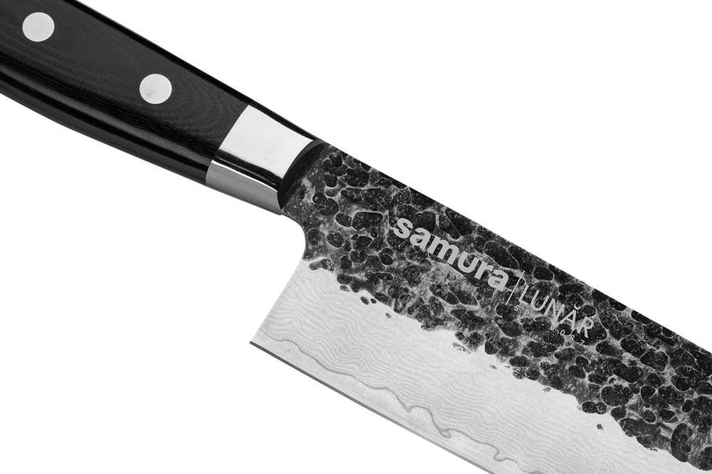 Samura Pro-S Lunar Kitchen Grand Chef's peilis 241mm Hammered Damascus Japan steel 61 HRC