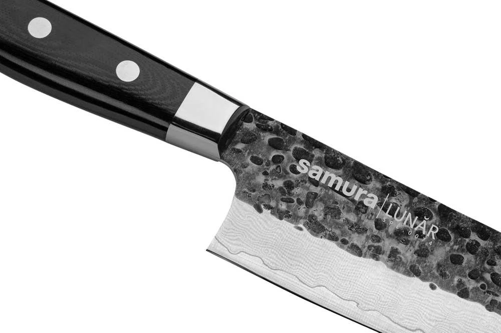 Samura Pro-S Lunar Kitchen Nakiri peilis 177mm Hammered Damascus Japan steel 61 HRC