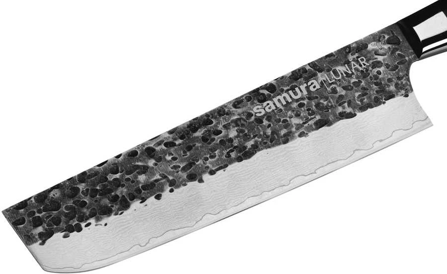 Samura Pro-S Lunar Kitchen Nakiri peilis 177mm Hammered Damascus Japan steel 61 HRC
