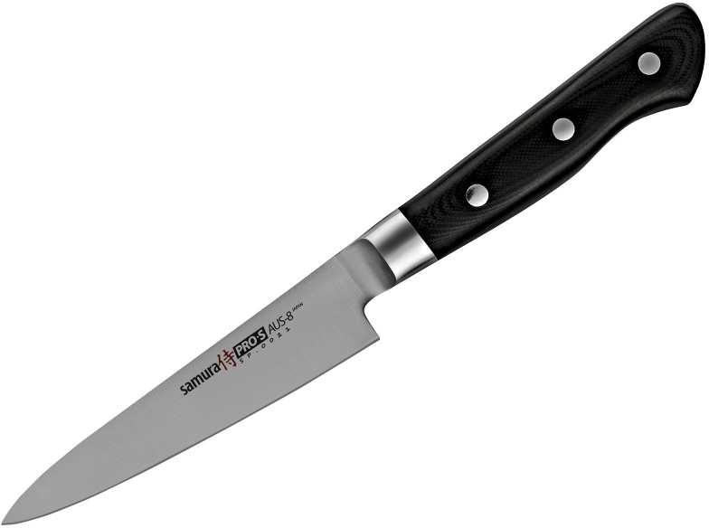 Samura PRO-S 2 peilių rinkinys: Europos virėjo peilis 200 mm / Naudingas peilis 115 mm iš AUS 8 japoniško plieno 58 HRC