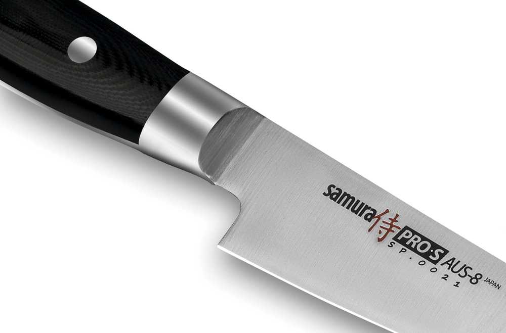Samura PRO-S 2 peilių rinkinys: Europos virėjo peilis 200 mm / Naudingas peilis 115 mm iš AUS 8 japoniško plieno 58 HRC